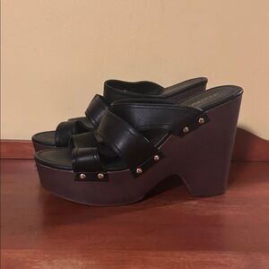 Black Platform Wedge Sandals